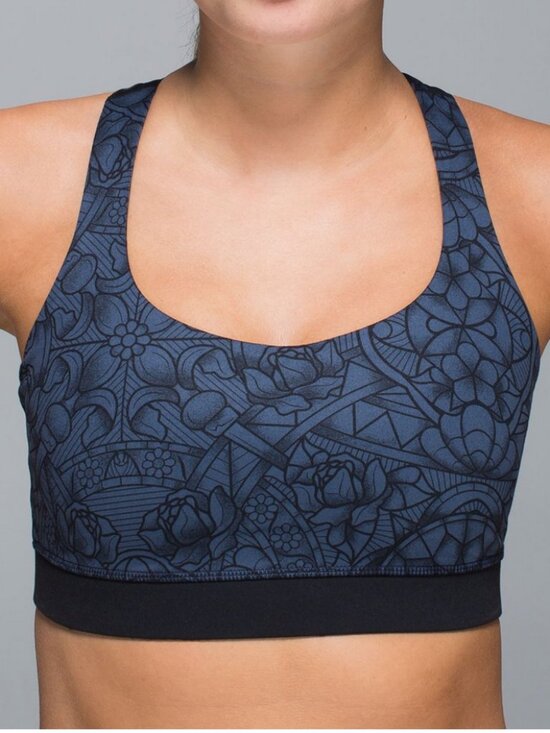 lululemon athletica Other - Lululemon 50 Rep Bra Women's 12 Prisma Inkwell Black Sports Run Yoga print blue